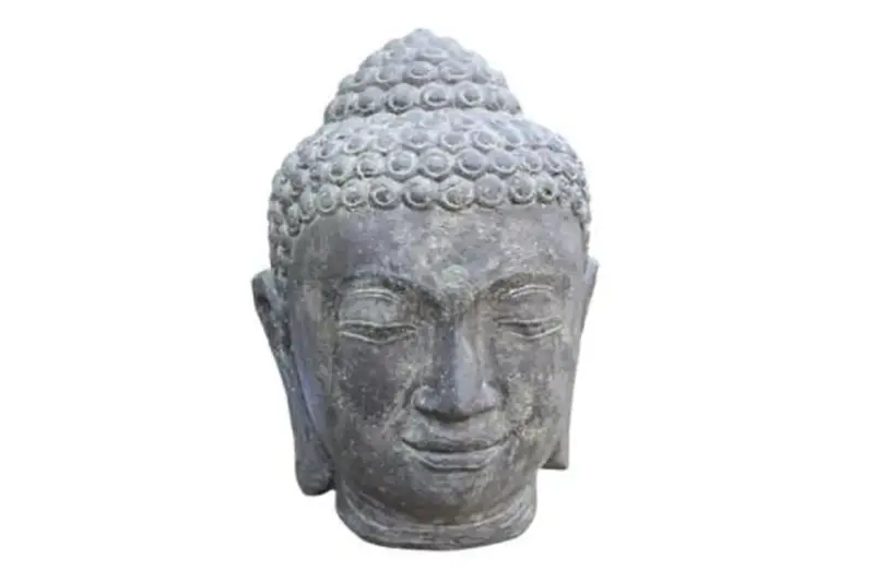 Product image 3 of the product “Buddha head, 50 cm height, cast stone, hollow, handcrafted & coloured 50 cm”